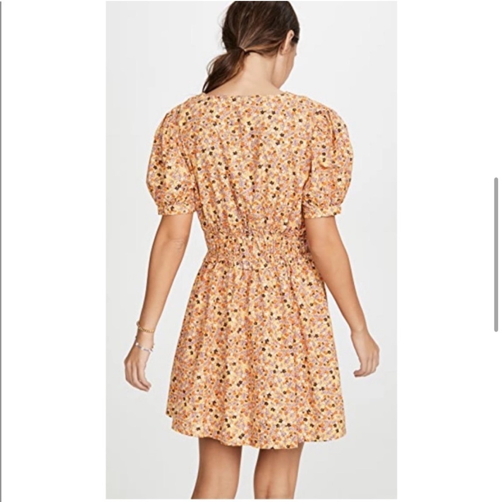 Free People Pennie Cinched Waist Floral Mini Dress in Yellow Gold Honey Comb XS - Picture 4 of 11
